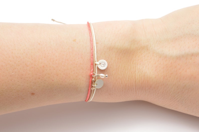 Bracelet with 6 mm platelets with embossing individually 925 sterling silverros\u00e9 gold plated