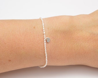 Bracelet mini pearls with mini heart in 925 sterling silver