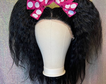 Swiss Lace Front Black 80’s Pigtails Drag Wig (Minnie Mouse inspired)