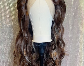 Swiss lacefront Brunette and Blonde highlights drag wig