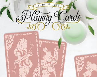 BUNDLE: Alice in Wonderland Inspired Playing Card Designs - 6 Card Files - Digital Download - SVG, Vector, Cricut, Silhouette, Clip Art