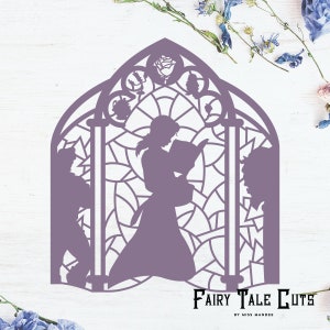 Beauty e la Bestia ispirato Stain Vetro Cut File Design - Download digitale - SVG, Vector, Cricut, Silhouette, Clip Art