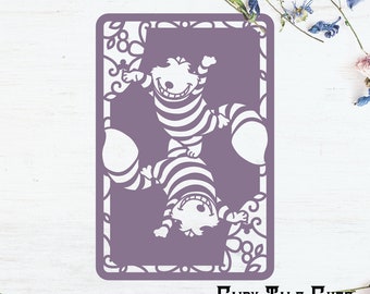 Alice in Wonderland, Cheshire Cat Inspired Playing Card File Design - Digital Download - SVG, Vector, Cricut, Silhouette, Clip Art