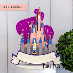 Cinderella's Castle Cake Topper File Design - Magic Kingdom Castle - Digital Download - SVG, Vector, Cricut, Silhouette, Clip Art