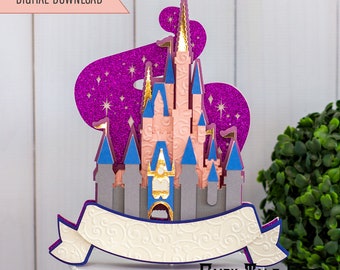 Cinderella's Castle Cake Topper File Design - Magic Kingdom Castle - Digitaler Download - SVG, Vektor, Cricut, Silhouette, Clip Art