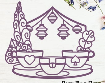 Mad Tea Party Inspiriertes Schnittdatei Design - Teacup Ride - Disneyland Cut File - Digital Download - SVG, Vektor, Cricut, Silhouette, Clip Art