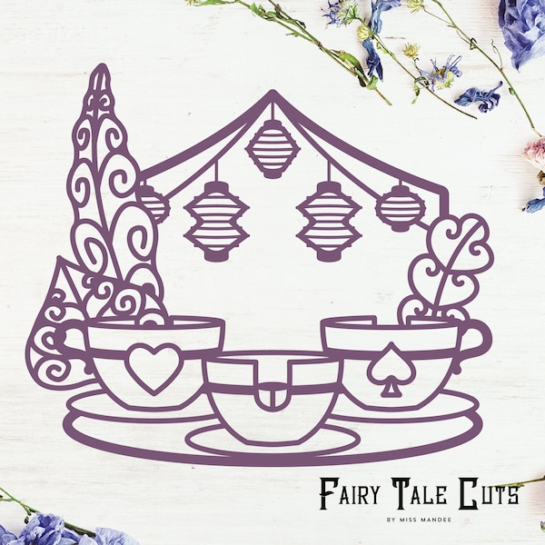 Mad Tea Party Inspired Cut File Design - Teacup Ride - Disneyland Cut File - Digital Download - SVG, Vector, Cricut, Silhouette, Clip Art