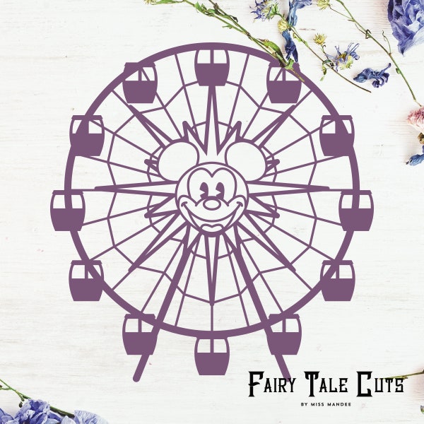 Mickey’s Fun Wheel Inspired Cut File Design - Disneyland Cut File - California Adventure, Ferris Wheel, Pixar Pal-A-Round - Téléchargement numérique