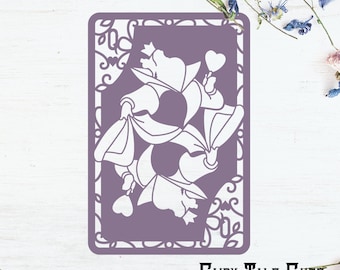 Alice in Wonderland, Queen of Hearts Inspired Playing Card File Design - Digital Download - SVG, Vector, Cricut, Silhouette, Clip Art