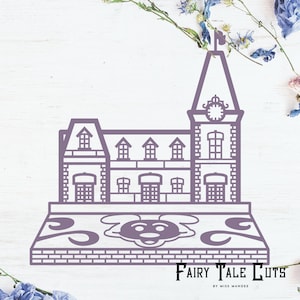 Diseño de archivo de corte inspirado en la estación de tren de un parque temático: descarga digital: SVG, vector, Cricut, silueta, clip art