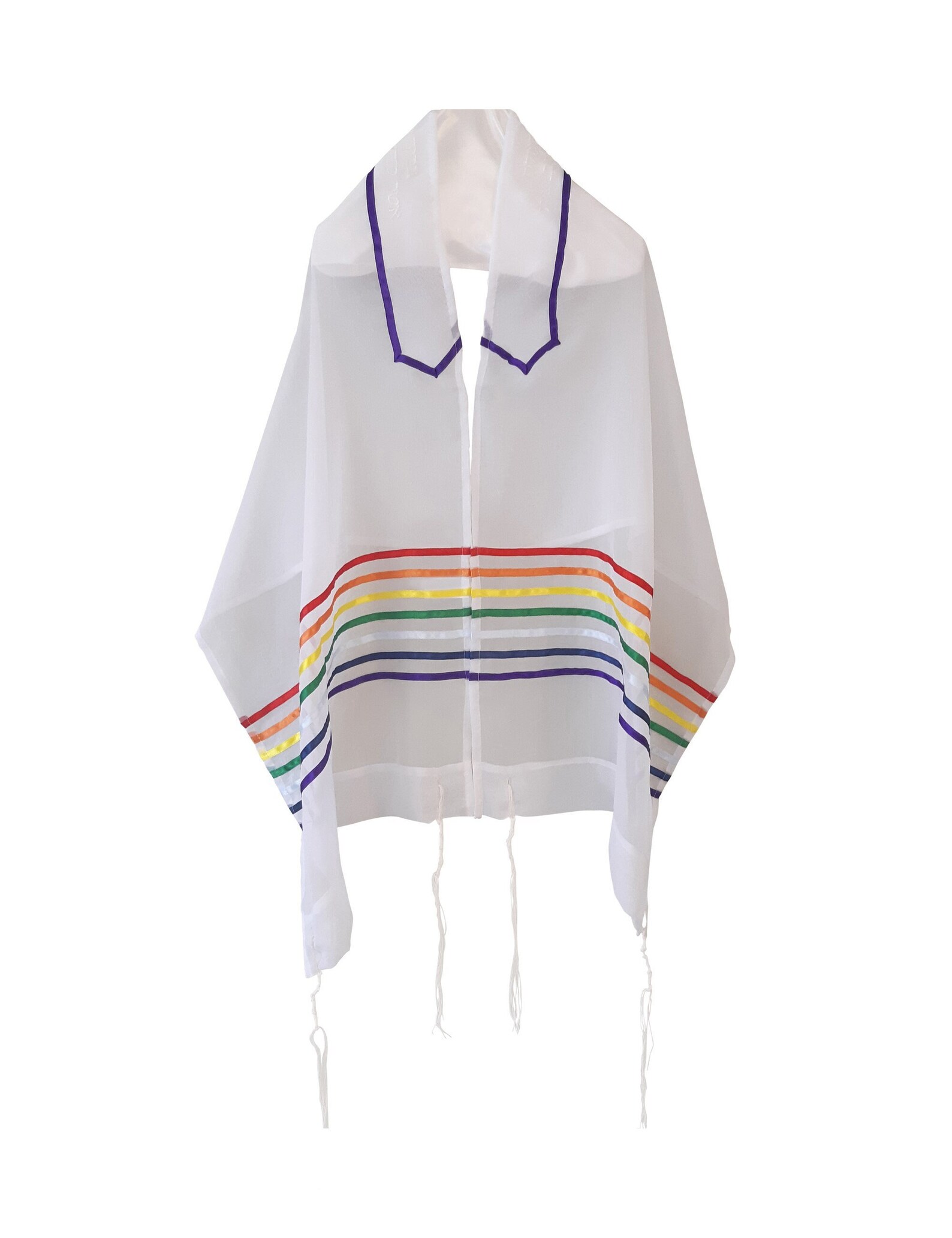 Personalized Tallit for Girl, Handmade Rainbow Tallit, Girl's Tallis Set from Israel with Tallit Bag and Kippah, Joseph Coat of Many Colors