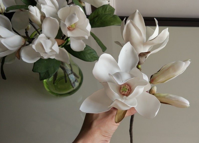 White magnolia real touch flowers Etsy