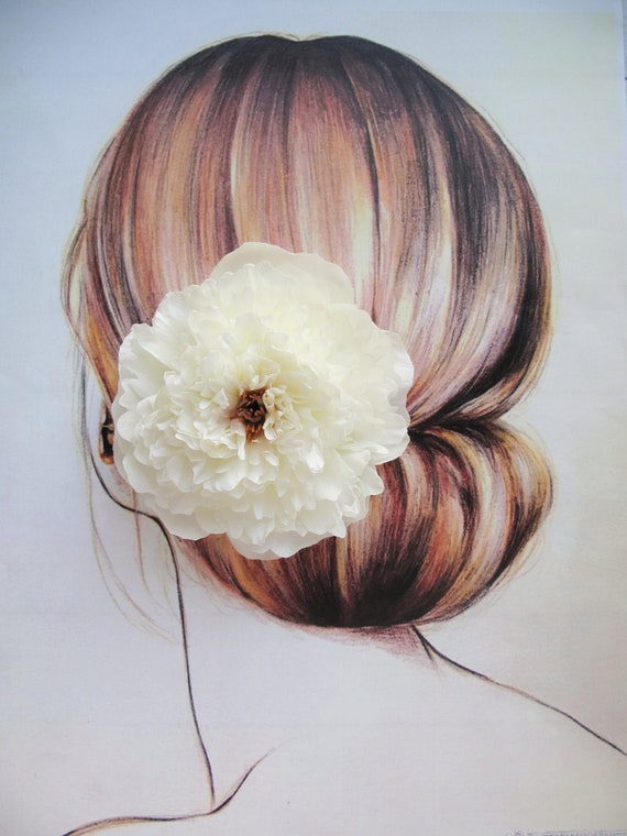 Peony Flower Hair Comb Bridal Peony Accessories Large Peony Etsy
