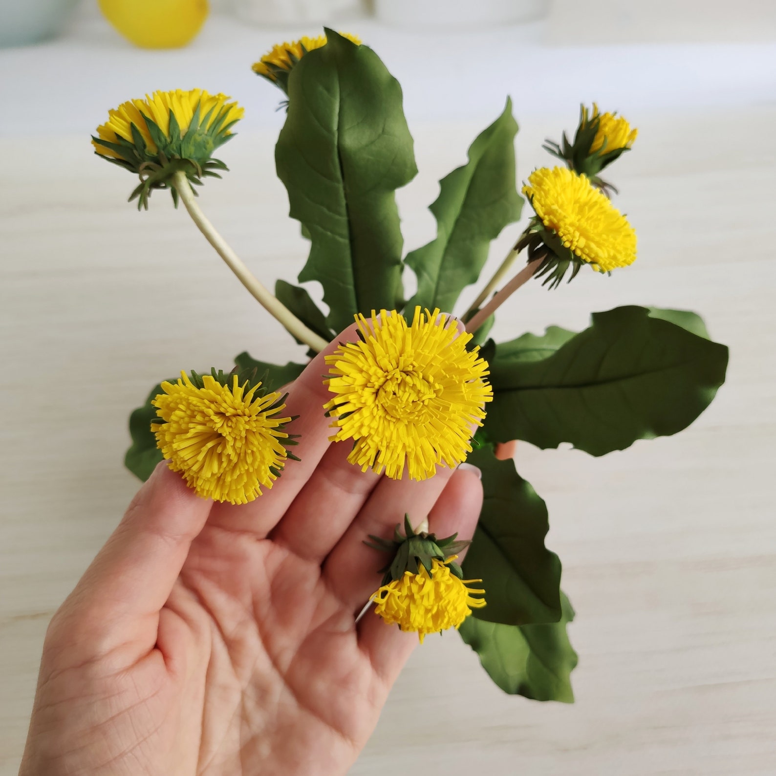 Dandelion artificial bouquet fake plant in pot as Etsy
