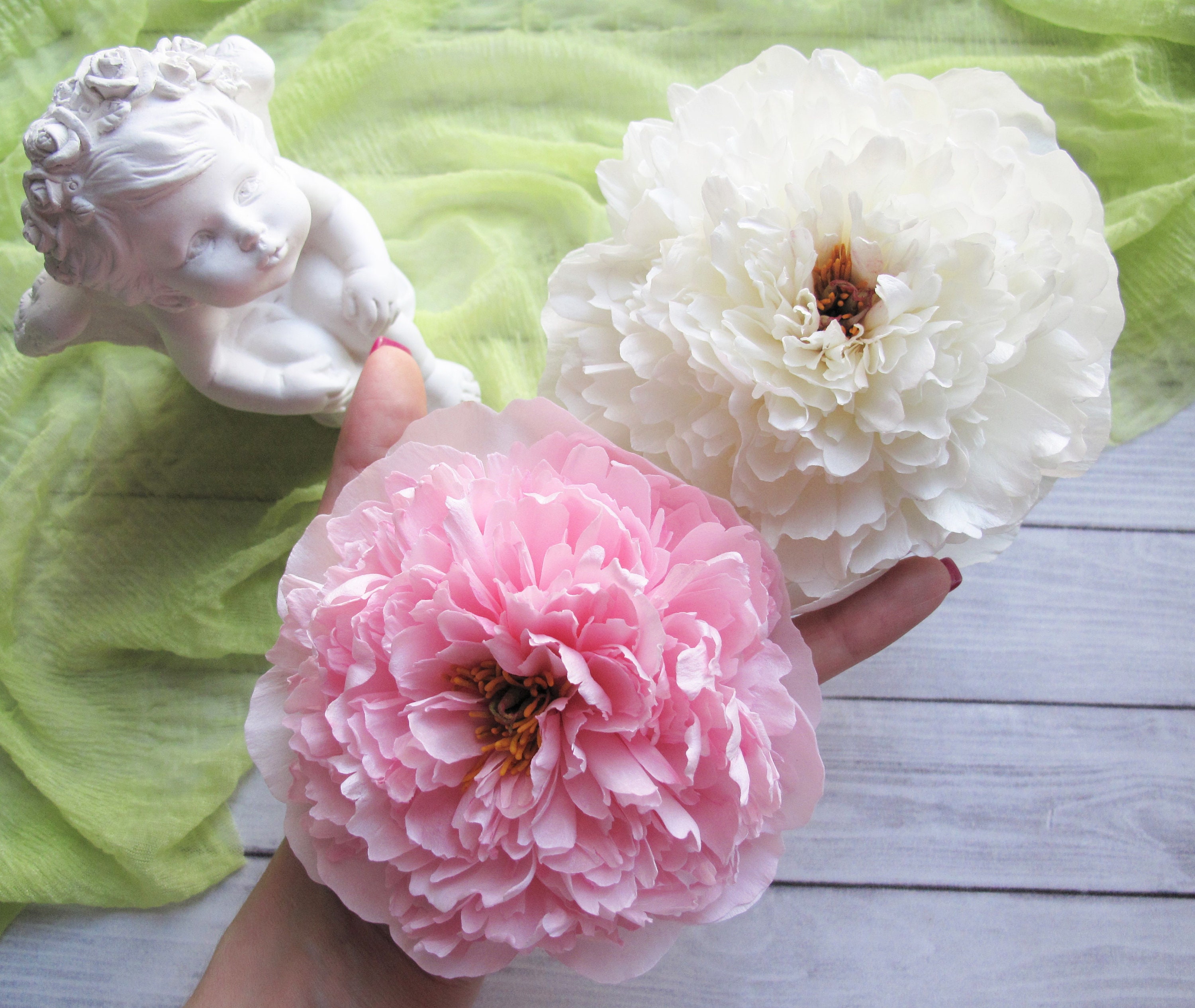 Ivory peony flower hair comb large peony hair clip for garden Etsy