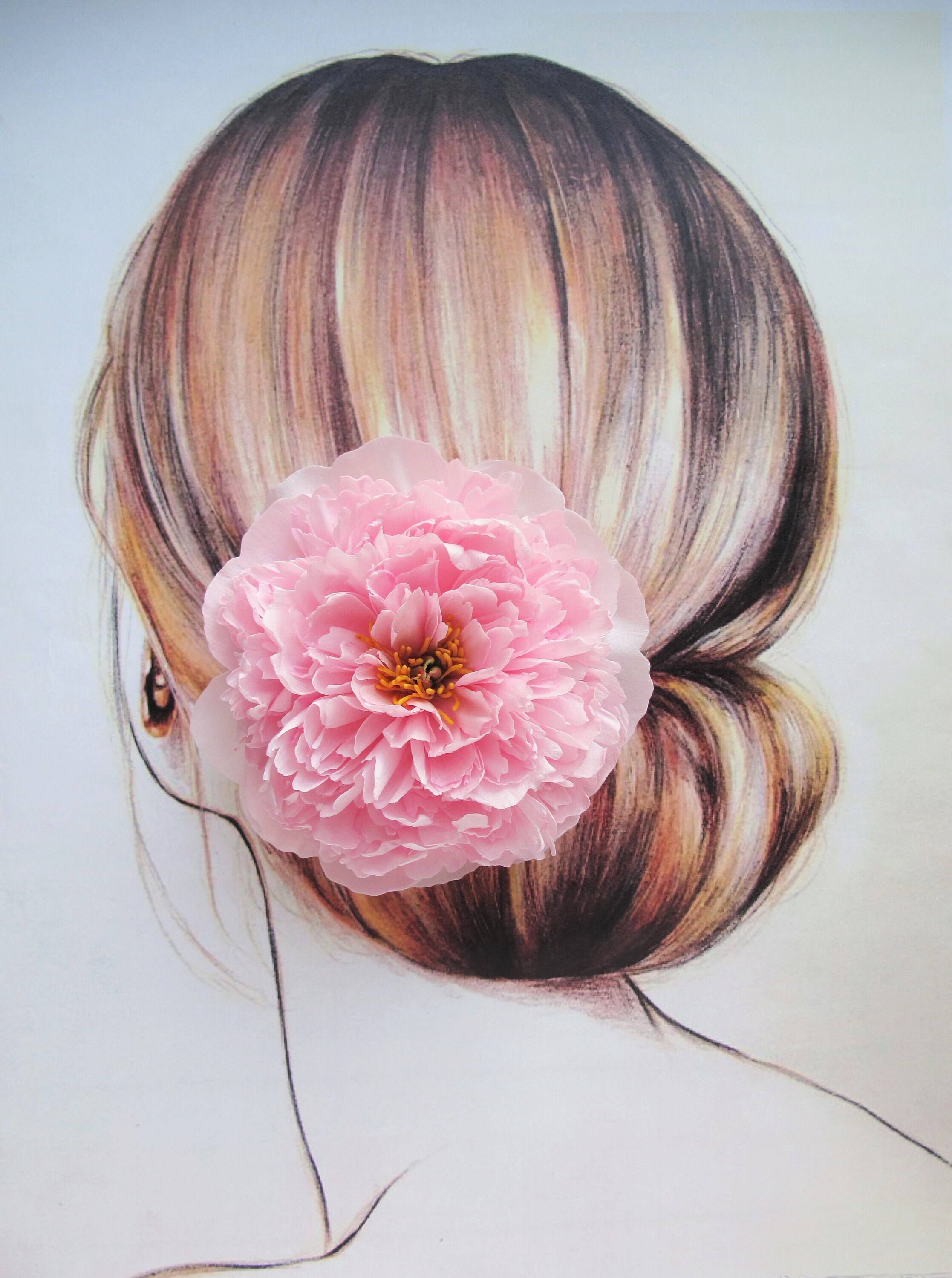 Pink Peony Flower Hair Comb Large Peony Hair Clip for Garden Etsy