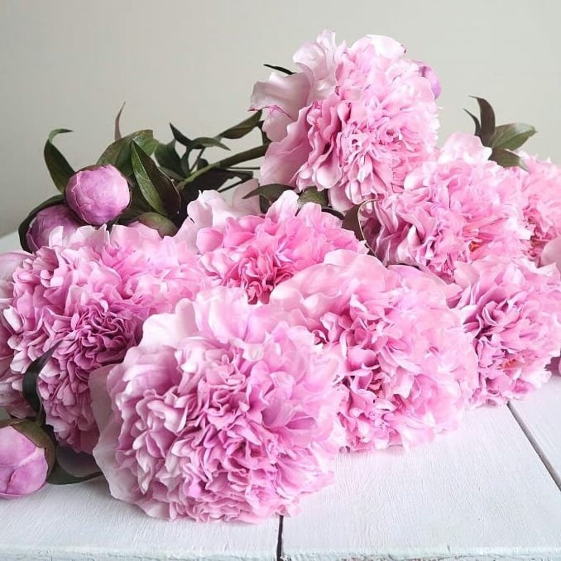Real touch dark pink peonies flowers bouquet Hot pink Etsy