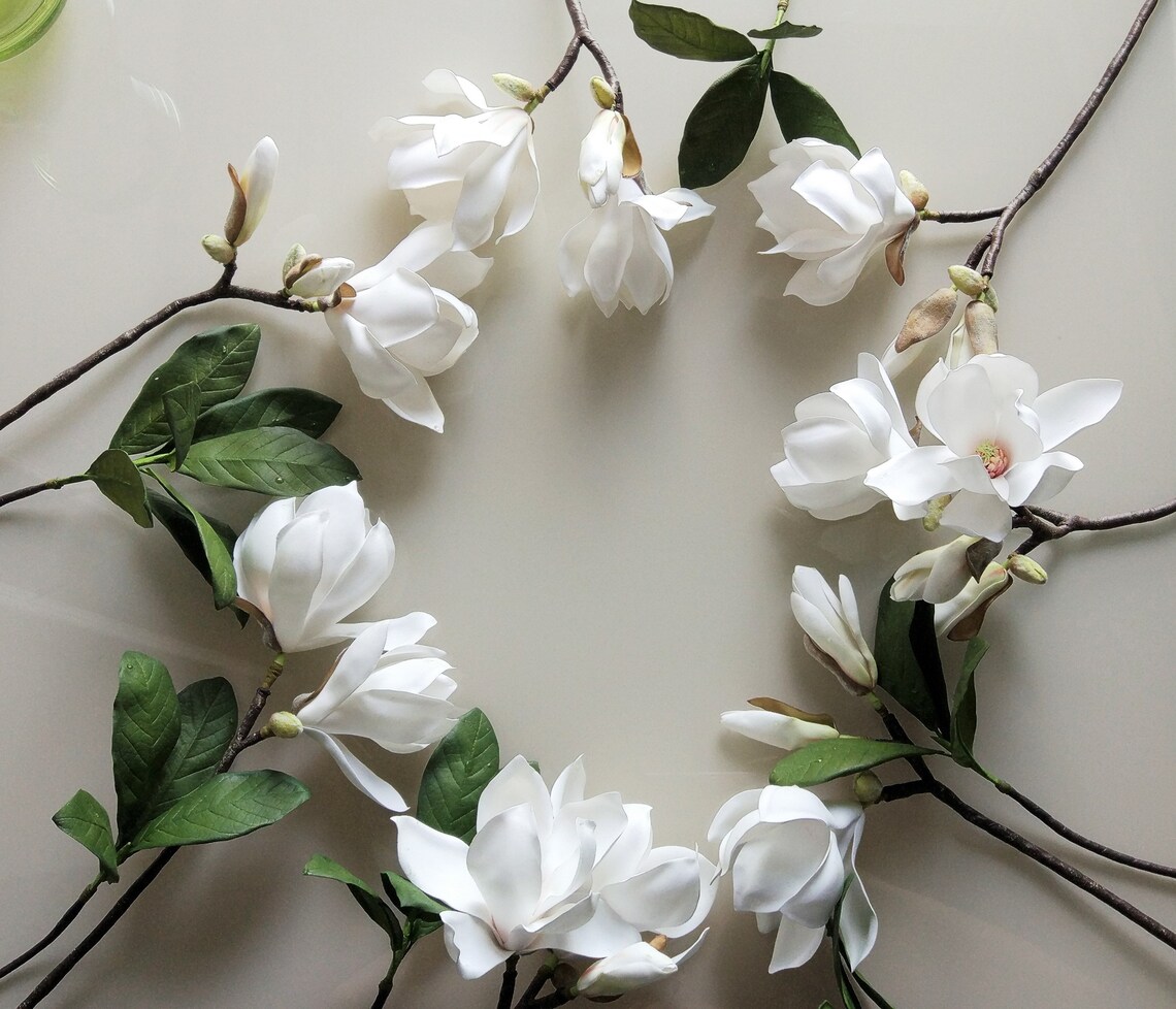 White magnolia real touch flowers Etsy