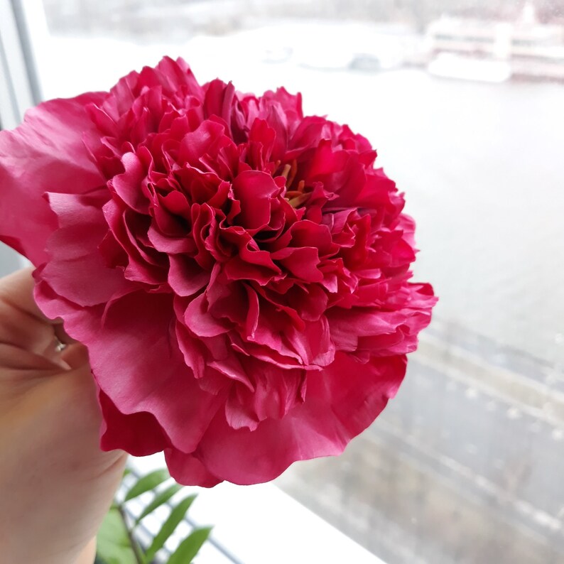 Real touch dark pink peonies flowers bouquet Hot pink Etsy