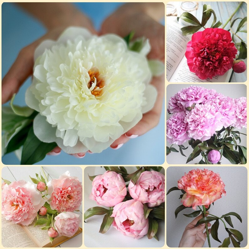 Real Touch Dark Pink Peonies Flowers Bouquet Hot Pink Etsy