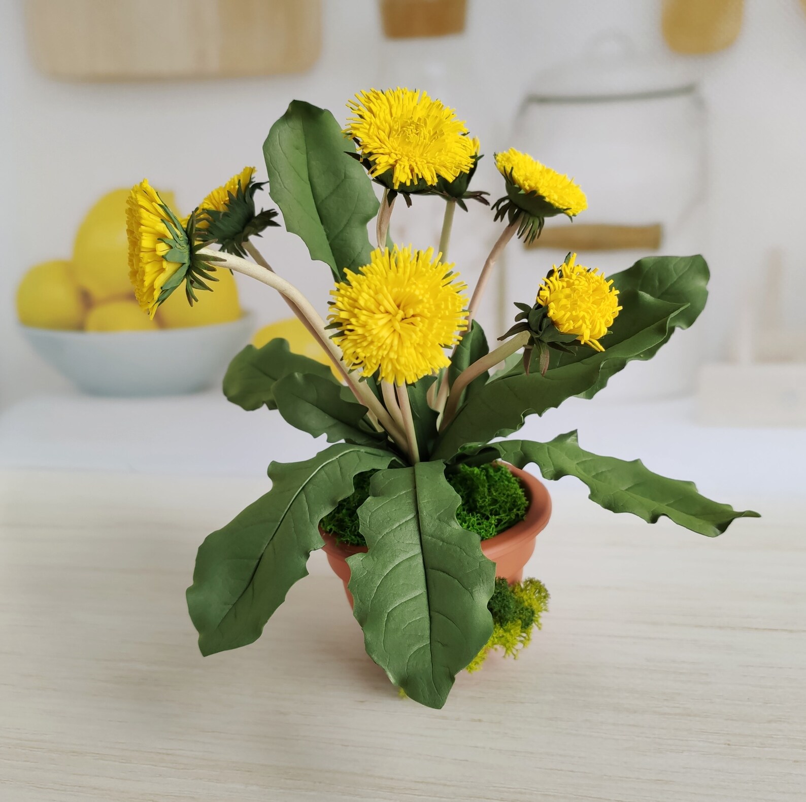 Dandelion Artificial Bouquet Fake Plant in Pot as Etsy