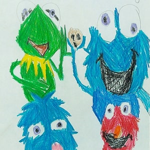 Cookie Monster, Elmo, Grover, And Kermit.