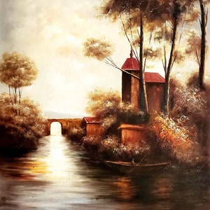 River Front,  24x36  100% Hand Painted  Oil Painting on Canvas,