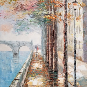 Seine River 36x24 -  Hand Painted Oil Painting on Canvas