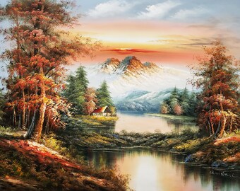#2 Autumn Landscape 36x48-100/% Hand Painted Oil Painting on Canvas