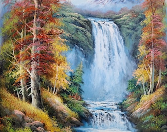 Waterfall Landscape #5E-1, 24x20 - 100% Hand Painted Oil Painting