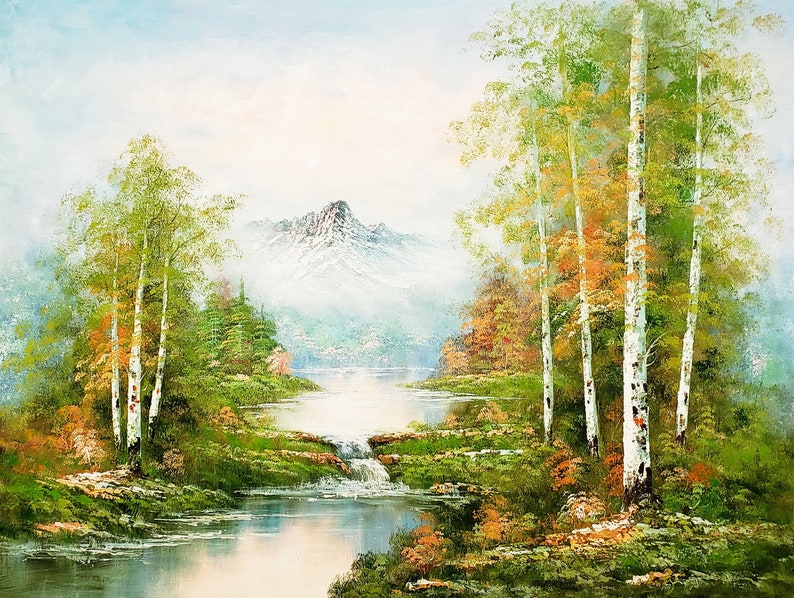 Mountain Landscape -#2, 36x48 - 100% Hand Painted Oil Painting on ...