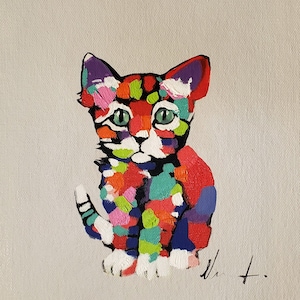 Curious Cat, 10x8 - Acrylic & Oil mixed Painting on Giclee Canvas
