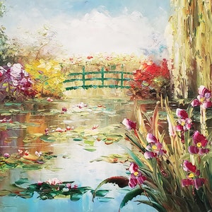 Garden Pond #35 -12x16, 100% Hand Painted Oil Painting on Canvas
