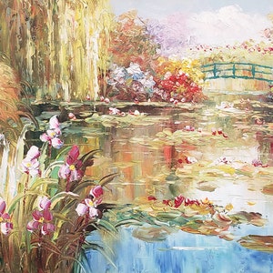 Garden Pond #1 - 12x16, 100% Hand Painted Oil Painting on Canvas