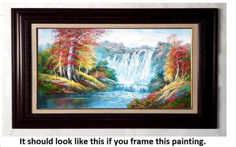 Waterfall Landscape #2, 24x48 100% Hand Painted Oil Painting on Canvas ...