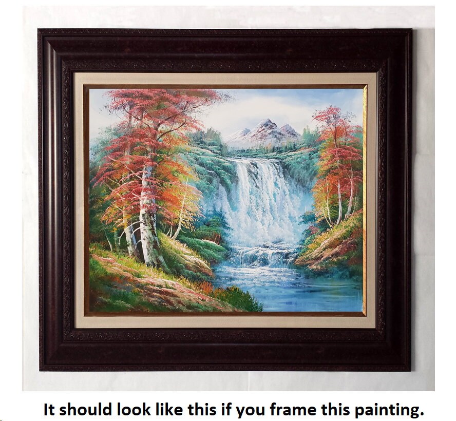 Waterfall Landscape #7, 20x24 100% Hand Painted Oil Painting on Canvas ...