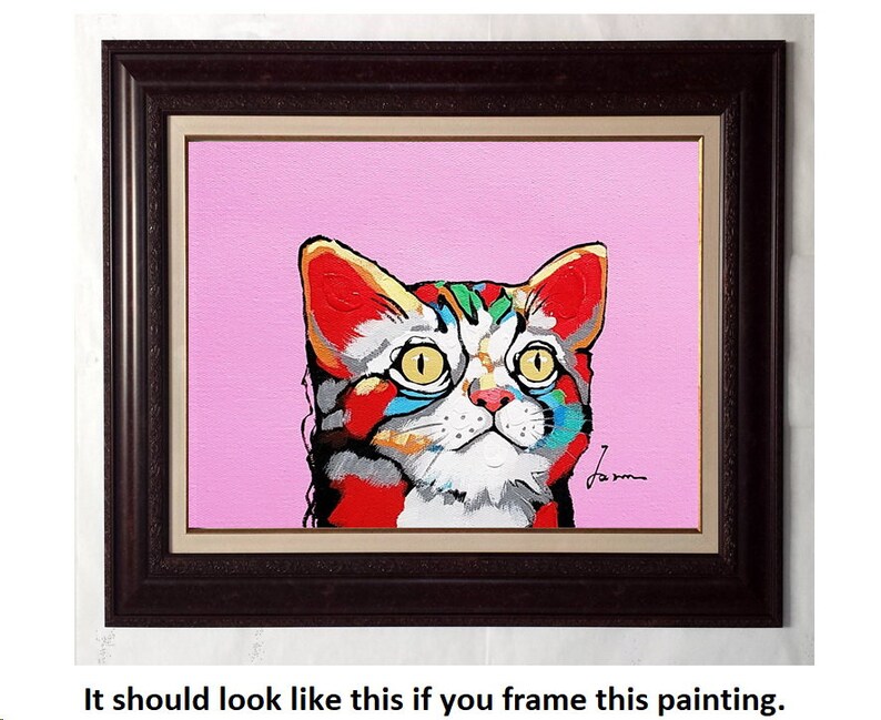 Red Cat 8x10 Acrylic /& Oil mixed Painting on Giclee Canvas