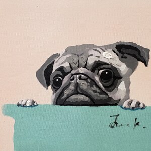 Pug #1,  8x10 - Acrylic & Oil mixed Painting on Giclee Canvas
