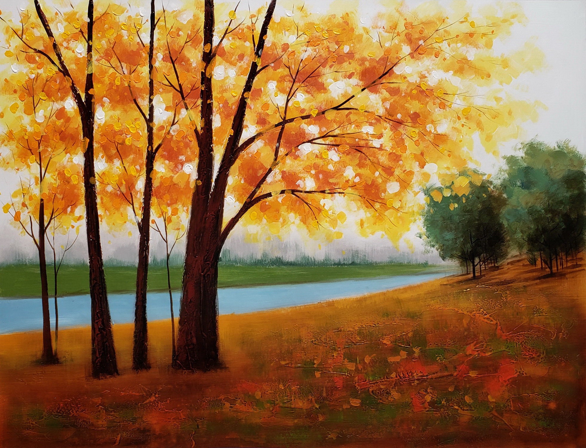油彩画 秋　　 oil canvas 120cm x 70cm 油彩画 秋 oil canvas 120cm x 70cm Original oil painting fall