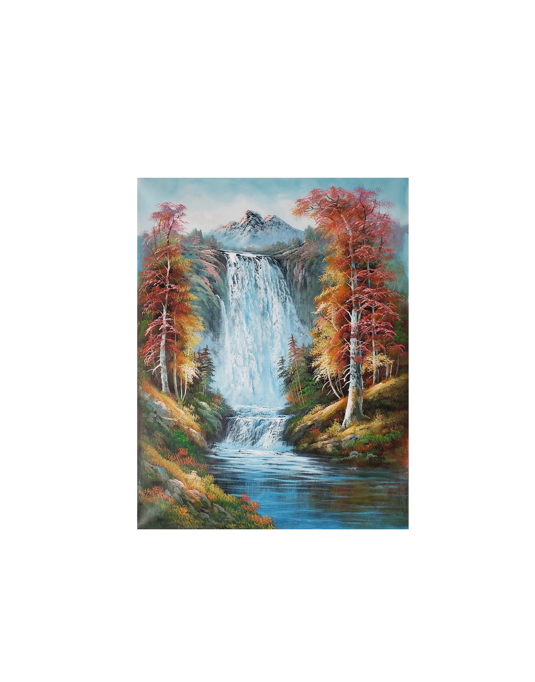 Waterfall Landscape, #WL2G-2, 48x36 - 100% Hand Painted Oil Painting on ...