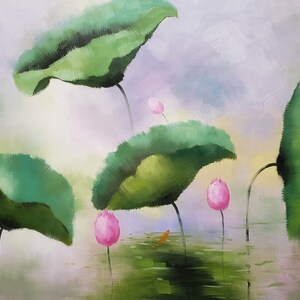 Lotus - 36x48 - 100% Hand Painted Oil Painting on Canvas