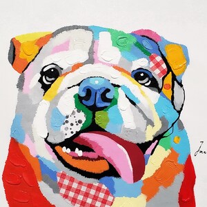 English Bulldog, 20x24 - Acrylic & Oil mixed Painting on Giclee Canvas