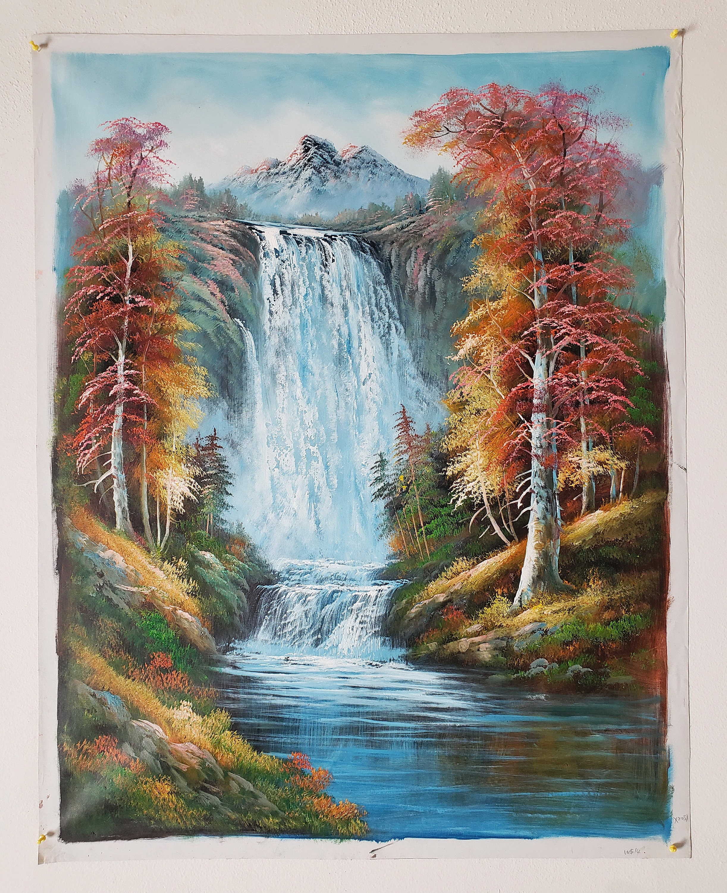 Waterfall Landscape, #WL2G-2, 48x36 - 100% Hand Painted Oil