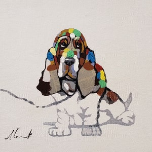 Dog with Big ears,  8x10 - Acrylic & Oil mixed Painting on Giclee Canvas