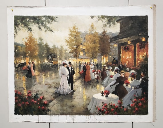 European Classic Street Scene #1, 36x48 - 100% Hand Painted