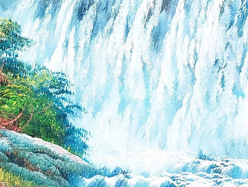 Waterfall Landscape #2, 24x48 100% Hand Painted Oil Painting on Canvas ...