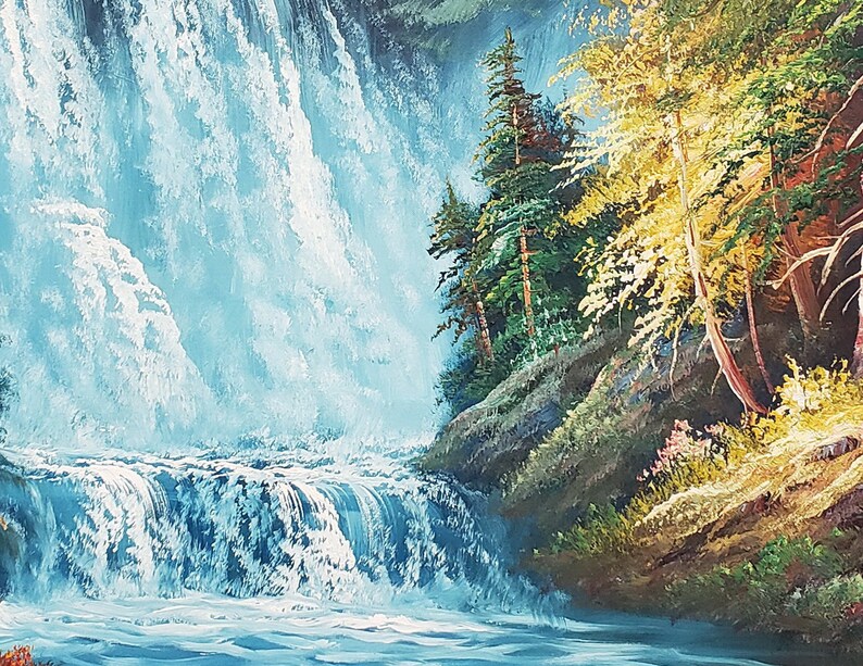 Waterfall Landscape WL1E30-1 36x48 100% Hand Painted Oil - Etsy