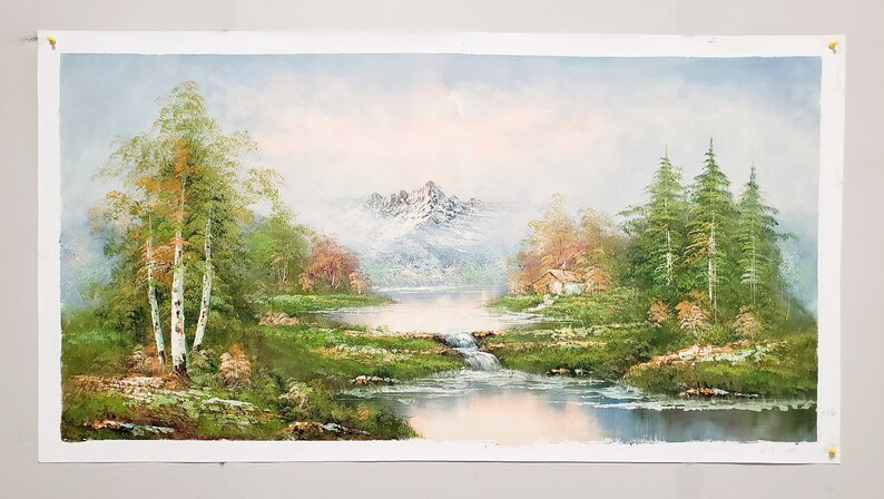Mountain Landscape- #6, 24x48 100% Hand Painted Oil Painting on Canvas ...