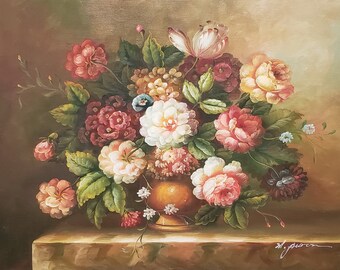 Classic Flower #12 - 12x16, 100% Hand Painted Oil Painting on Canvas