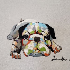 Bulldog #1,  8x10 - Acrylic & Oil mixed Painting on Giclee Canvas